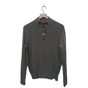 Michael Kors Gray Waffle Knit Half Zip Long Sleeve Sweater Sz M